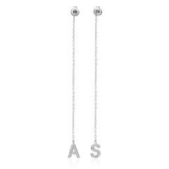 zirkon taşlı sallantılı harf küpeleri