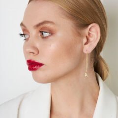 zirkon taşlı sallantılı harf küpeleri