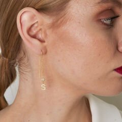 zirkon taşlı sallantılı harf küpeleri