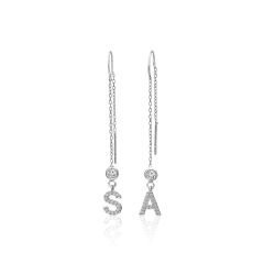 zirkon taşlı sallantılı harf küpeleri