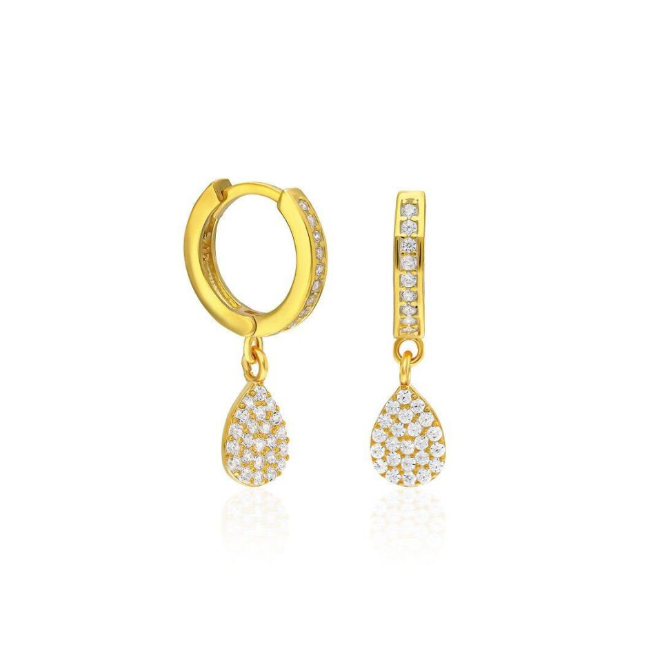 taşlı sallanan su damlası küpeleri