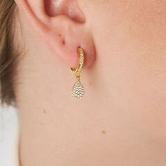 taşlı sallanan su damlası küpeleri