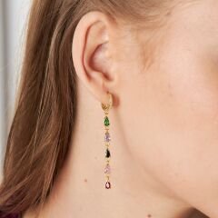 renkli taşlı sallanan küpeler