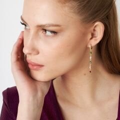 renkli taşlı sallanan küpeler