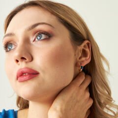 lacivert taşlı baget küpeler