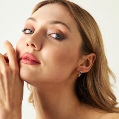 lacivert taşlı baget küpeler