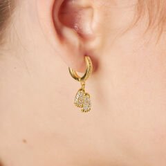 taşlı bebek ayak izi küpeleri