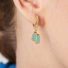 taşlı bebek ayak küpeleri