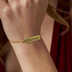 zirkon taşlı bebek köpek etiketi