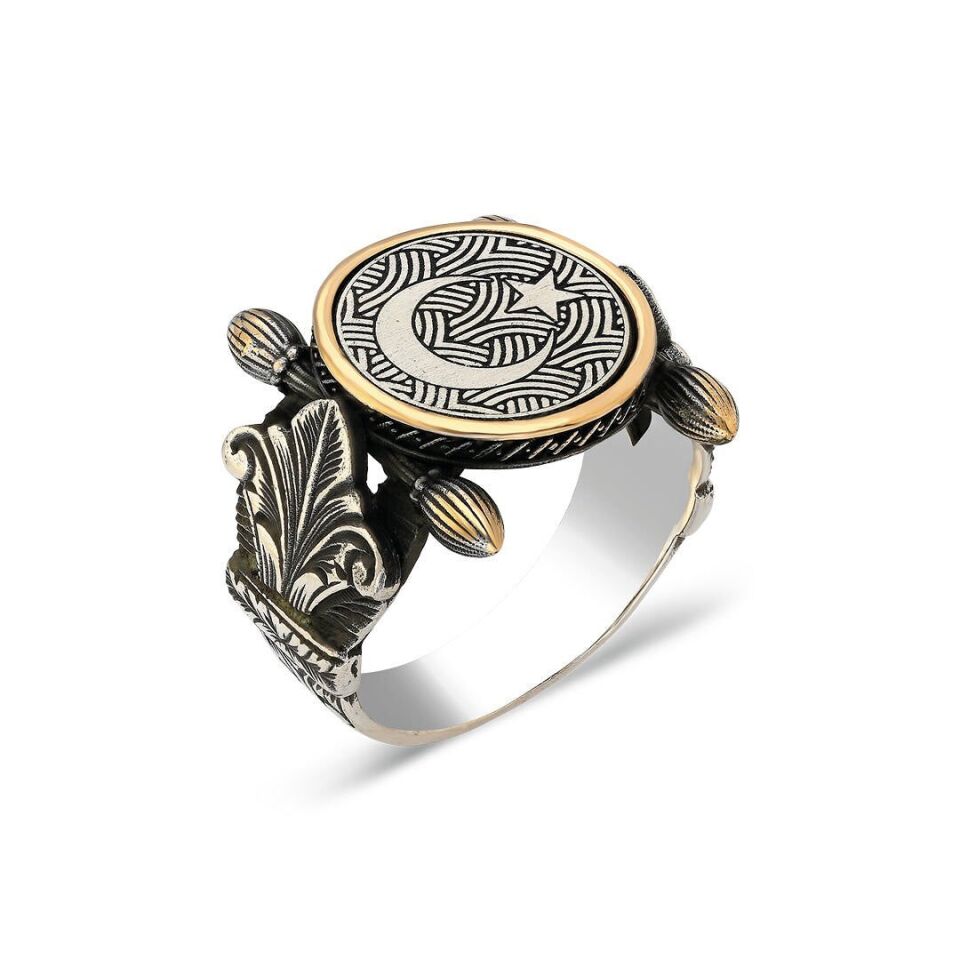 otantik tasarım hilal ve yıldız yüzük