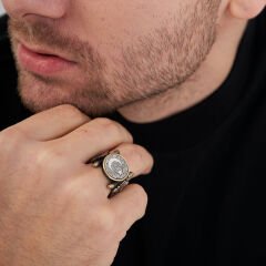 otantik tasarım hilal ve yıldız yüzük