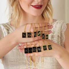 renkli dikdörtgen Yay burcu kolyesi