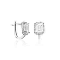 taşlı klasik baget küpeler