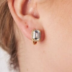 taşlı klasik baget küpeler