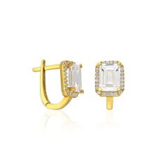 taşlı klasik baget küpeler