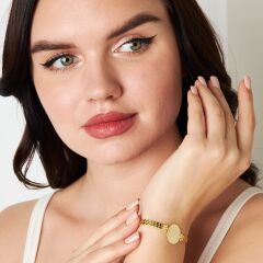 kadranlı çift sıra damla zincir bilezik