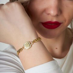 kare taşlı iki zincirli bilezik