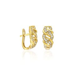 taşlı örgülü küpe