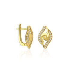 taşlı dalga detaylı küpeler