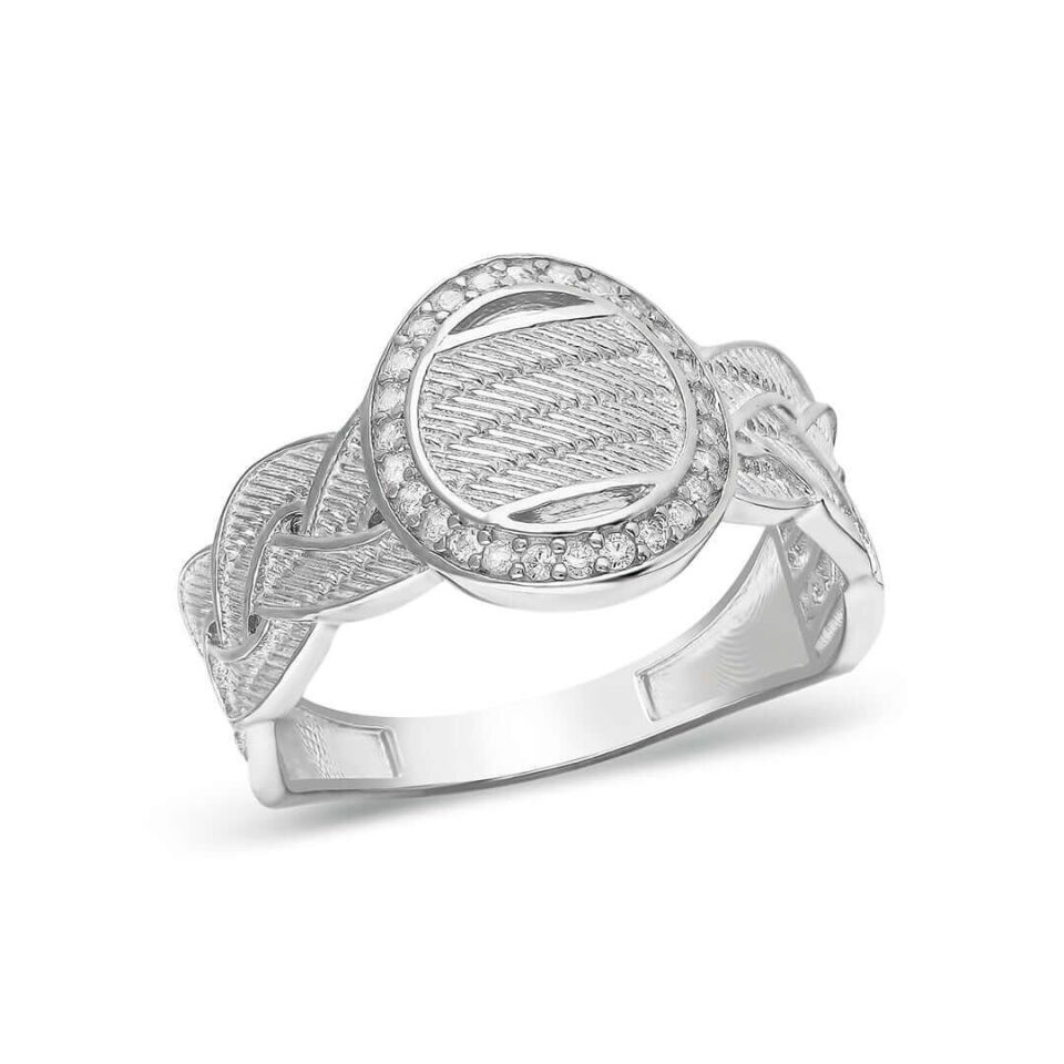 Örgülü Taşlı Söğüt Yüzük Modeli - 925 Ayar Gümüş