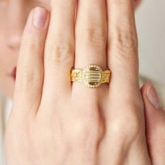 örgülü taşlı söğüt yüzük modeli