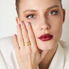 örgülü taşlı söğüt yüzük modeli