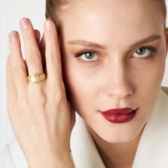 örgülü taşlı söğüt yüzük modeli