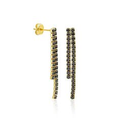 siyah taşlı su yolu küpeleri