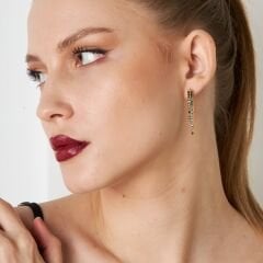 siyah taşlı su yolu küpeleri