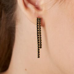 siyah taşlı su yolu küpeleri