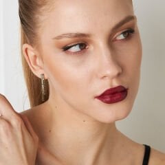 siyah taşlı su yolu küpeleri