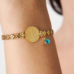 bosem gözlü bilezikli dört yapraklı yonca zincir bileziği