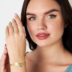 bosem gözlü bilezikli dört yapraklı yonca zincir bileziği