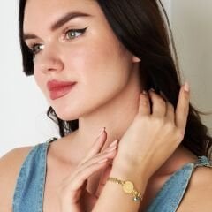 bosem gözlü bilezikli dört yapraklı yonca zincir bileziği