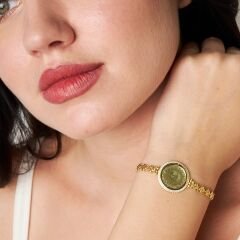 taş çerçeveli dört yapraklı yonca zincir bilezik