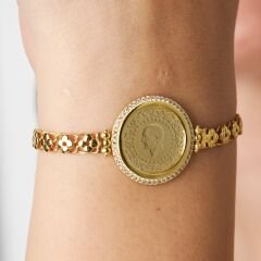 taş çerçeveli dört yapraklı yonca zincir bilezik