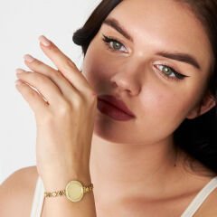 taş çerçeveli dört yapraklı yonca zincir bilezik