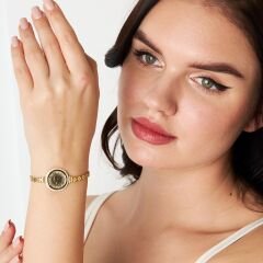 taş çerçeveli dört yapraklı yonca zincir bilezik