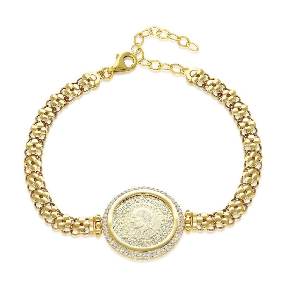 taş çerçeveli dört yapraklı yonca zincir bilezik