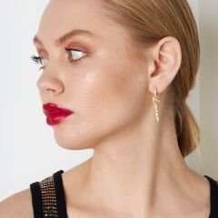 taşlı dikey isim küpeleri