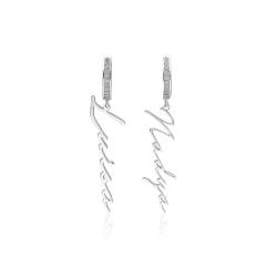 taşlı dikey isim küpeleri