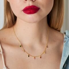 renkli taşlarla damla kolye