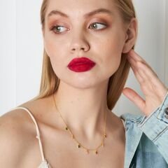 renkli taşlarla damla kolye