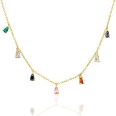 renkli taşlarla damla kolye