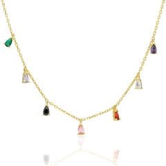 renkli taşlarla damla kolye