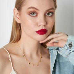 renkli taşlarla damla kolye