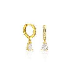 damla taşlı halka küpeler