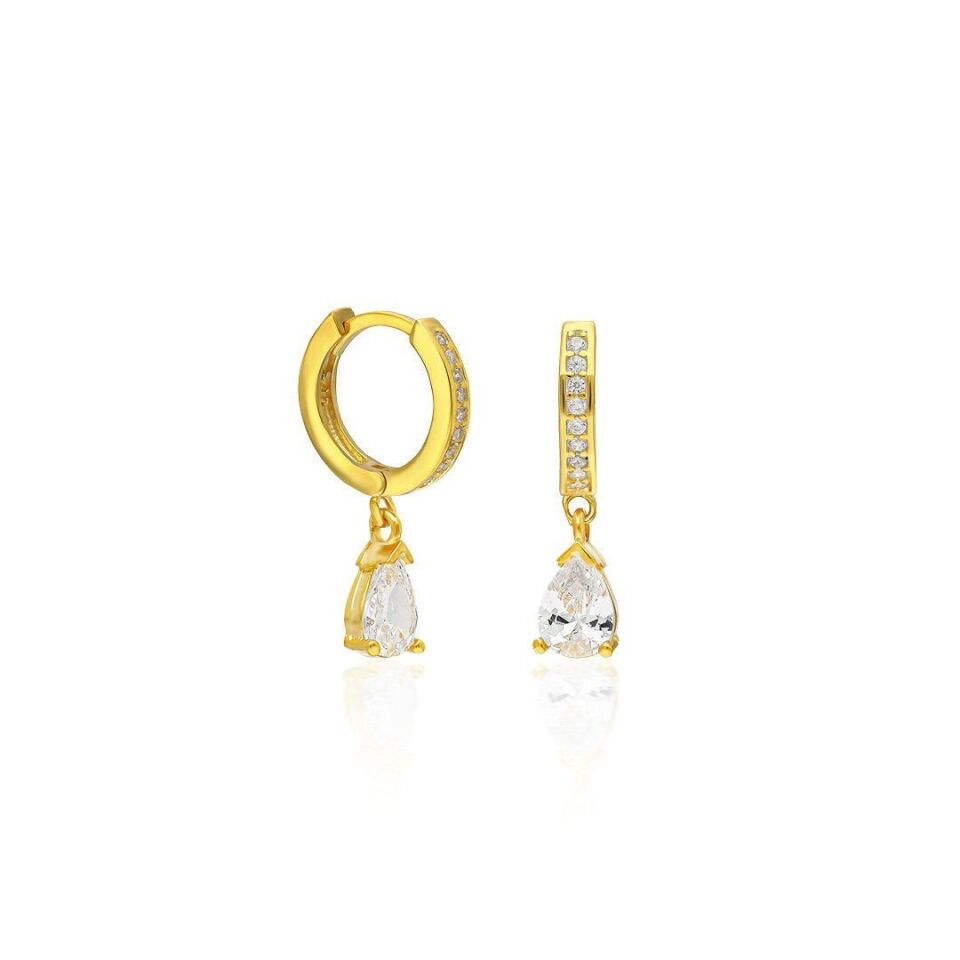 damla taşlı halka küpeler