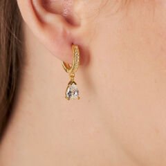 damla taşlı halka küpeler