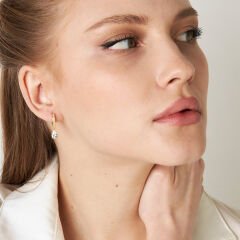 damla taşlı halka küpeler